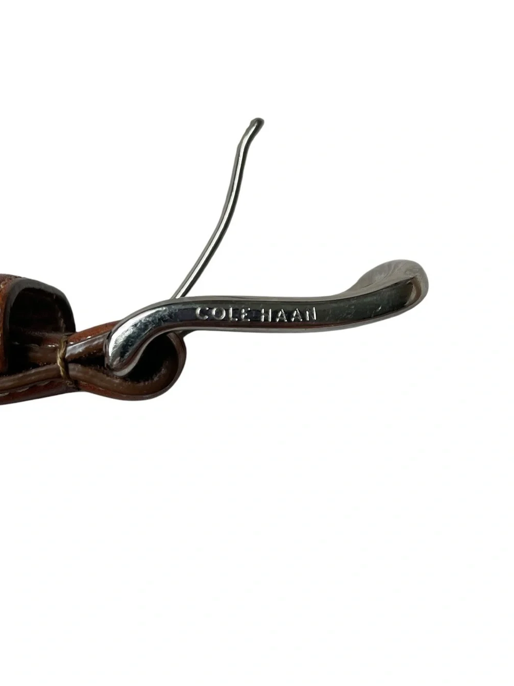 Cole Haan Men's Sz 33 - 36 Lewis Burnished Brown Leather Belt Brass Buckle USA
